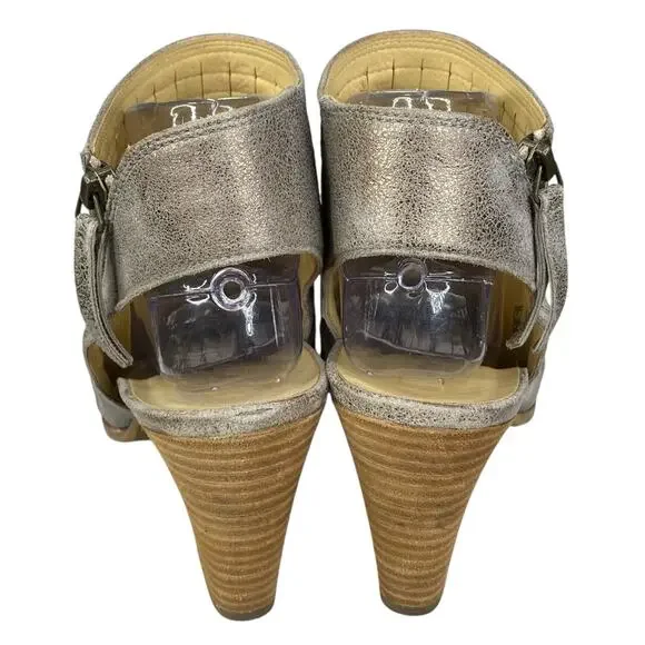 Paul Green Women’s Cayenne Smoke Metallic Peep Toe Sandal Bootie Size 7.5 US 10 - Picture 8 of 11